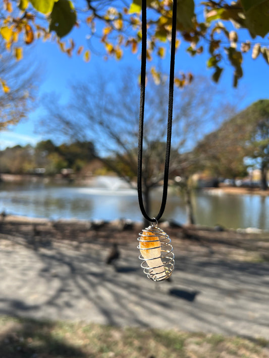 Citrine Point cage necklace