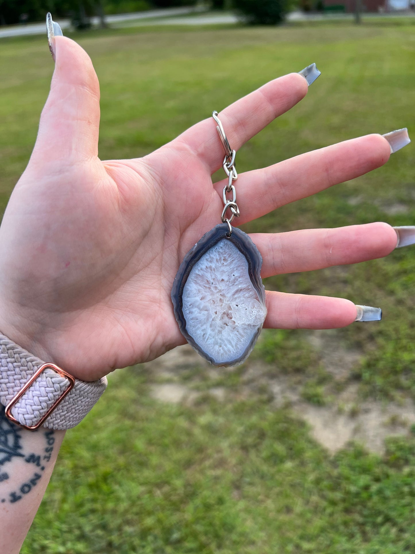 Dyed Agate Slab Key Chains