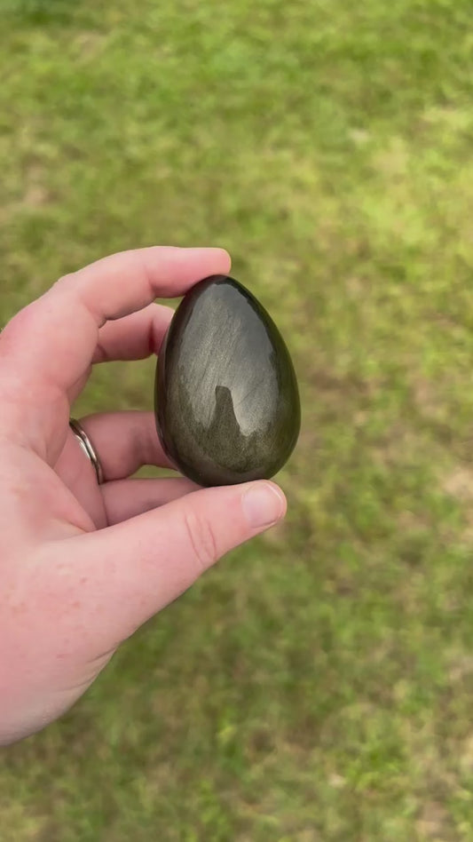 Gold sheen obsidian egg