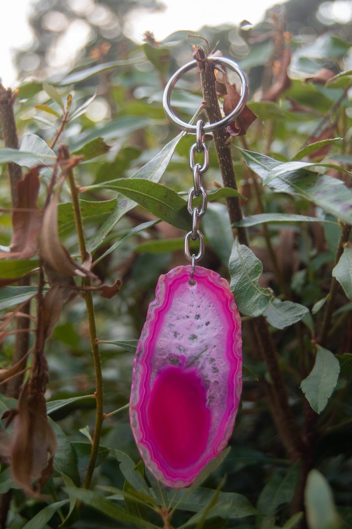 Dyed Agate Slab Key Chains