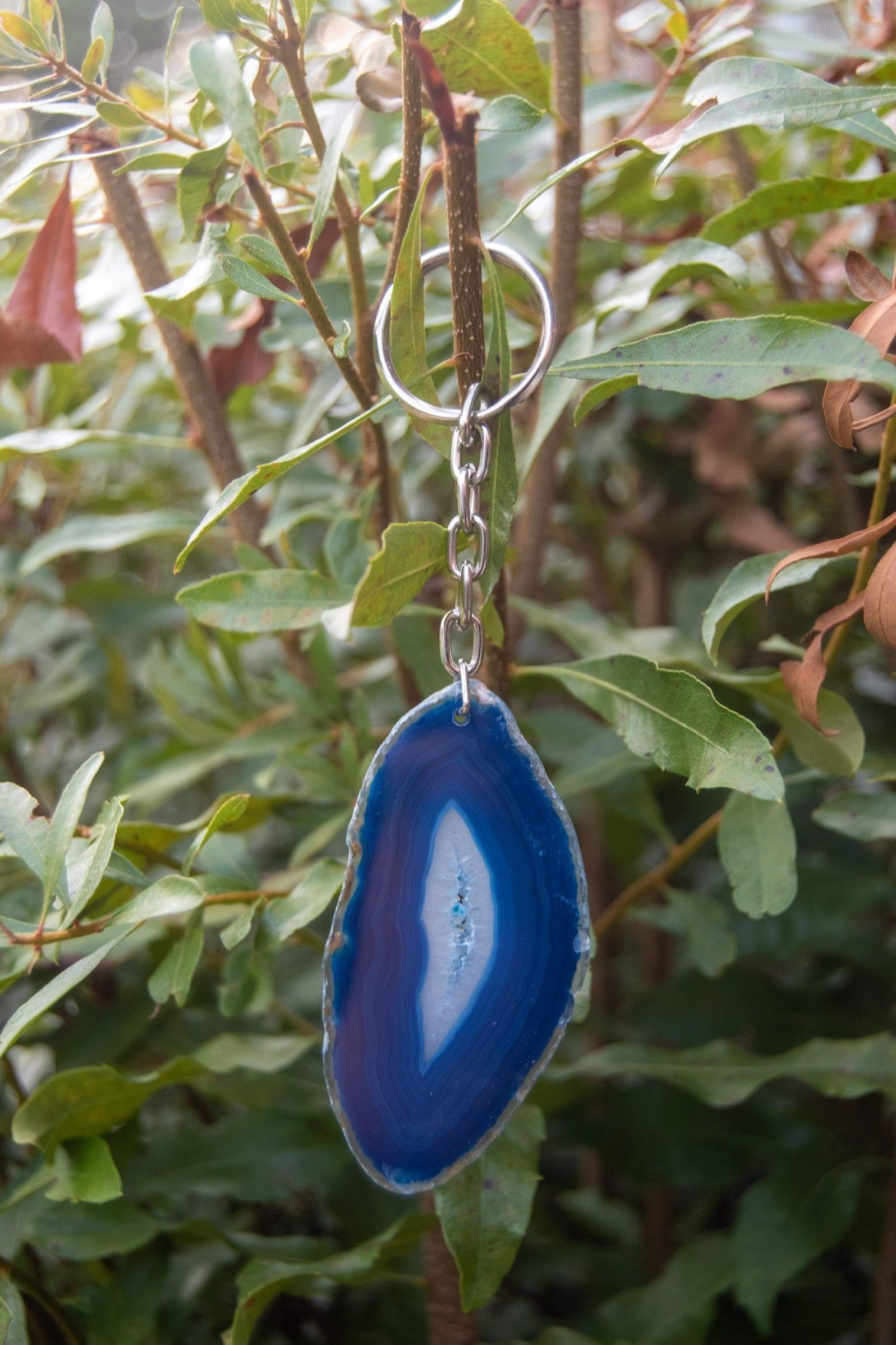 Dyed Agate Slab Key Chains