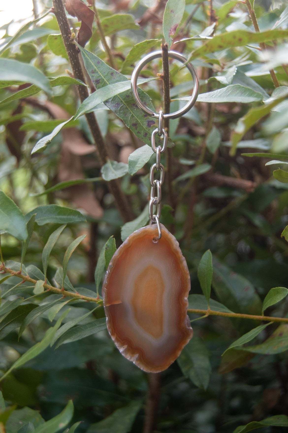 Dyed Agate Slab Key Chains