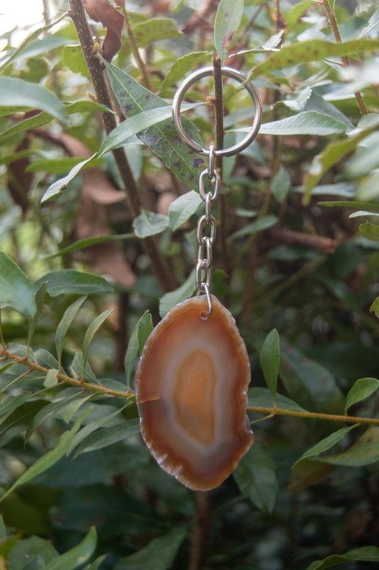 Dyed Agate Slab Key Chains