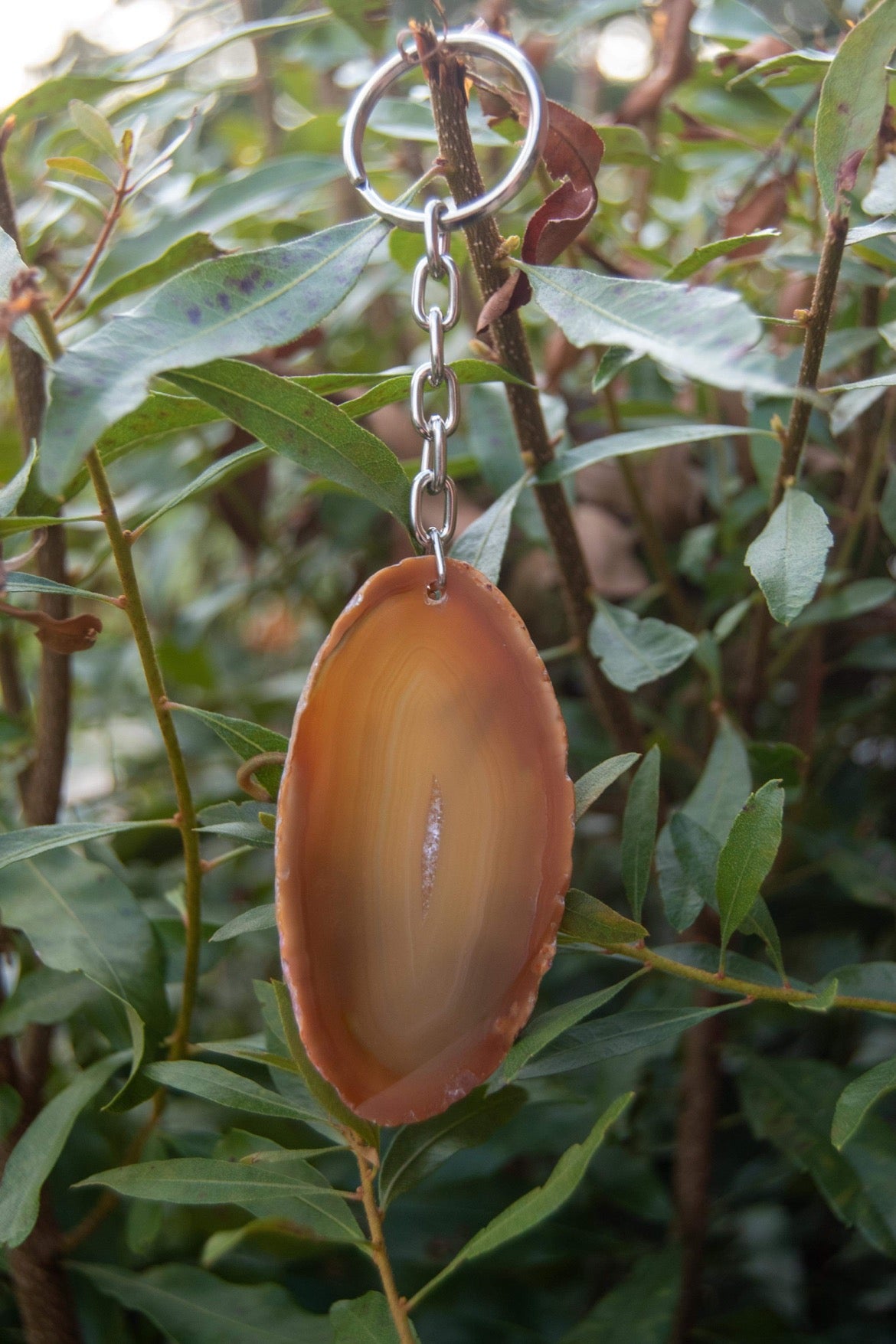 Dyed Agate Slab Key Chains