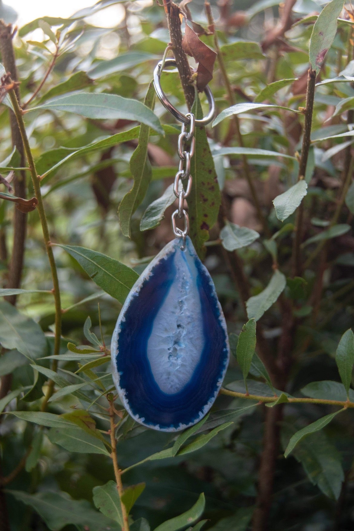 Dyed Agate Slab Key Chains